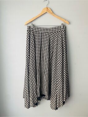 Saint + Sofia Black & White Gingham Midi Skirt
